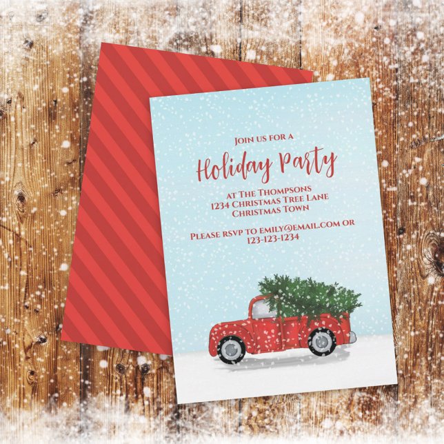 Invitación Personalizado de Camión Rojo de Holiday Party Clas (Subido por el creador)