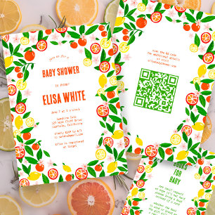 Invitación Personalizado de celebración de cítricos Código QR