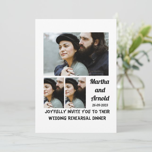 Invitación personalizado de cena de ensayo boda 3 Collage de  (Anverso de pie)