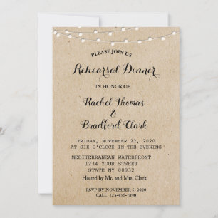 Invitación Personalizado de cena de ensayo de Boda de luces d