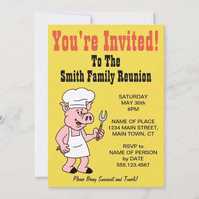 Invitación Personalizado de cerdo de la Reunión de Familia In (Anverso)
