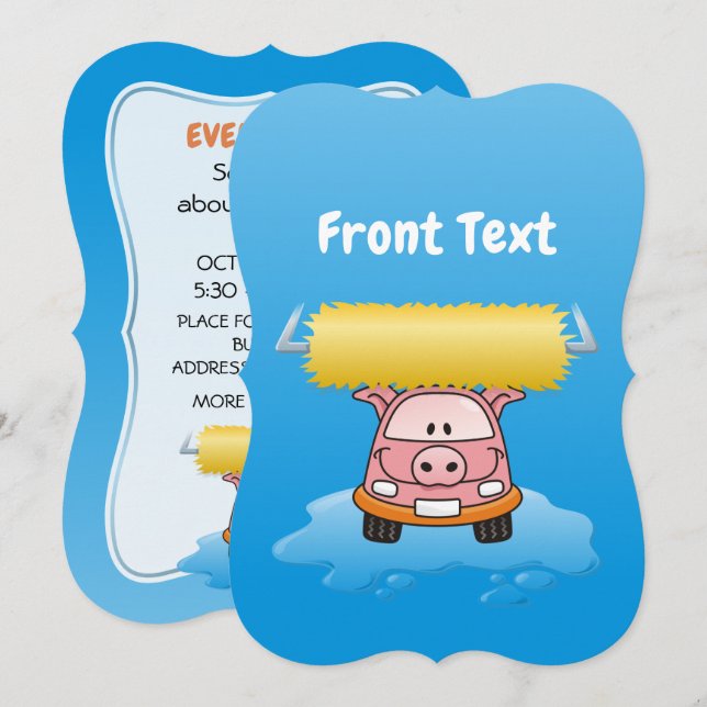 Invitación Personalizado de cerdo de lavado de cara (Anverso / Reverso)