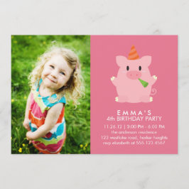 Invitación Personalizado de cerdo lindo foto fiesta de cumple