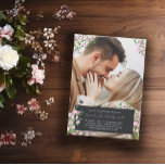 Invitación Personalizado de Cherry Blossom Boda fotográfico<br><div class="desc">Invitación a la boda con foto de cerezo en flor de cerezo a la que puedes añadir una foto que cubre toda la invitación. Las ramas de flores de cerezo rosa decoran la invitación a la boda floral. Añada sus nombres y los detalles de su boda en una etiqueta de...</div>