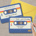 Invitación personalizado de Cinta Cassette, fiesta de cumplea<br><div class="desc">Invite a sus huéspedes a una explosión del anterior fiesta con esta invitación de cumpleaños de cinta de cassette retro. Los detalles del fiesta se encuentran tanto en la parte delantera como en la parte trasera de la invitación, que se hace para que parezca que está sosteniendo una cinta de...</div>