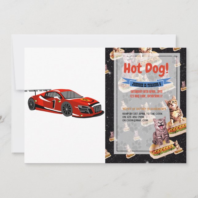 Invitación Personalizado de coche rápido | Raza extrema |Eleg (Anverso)