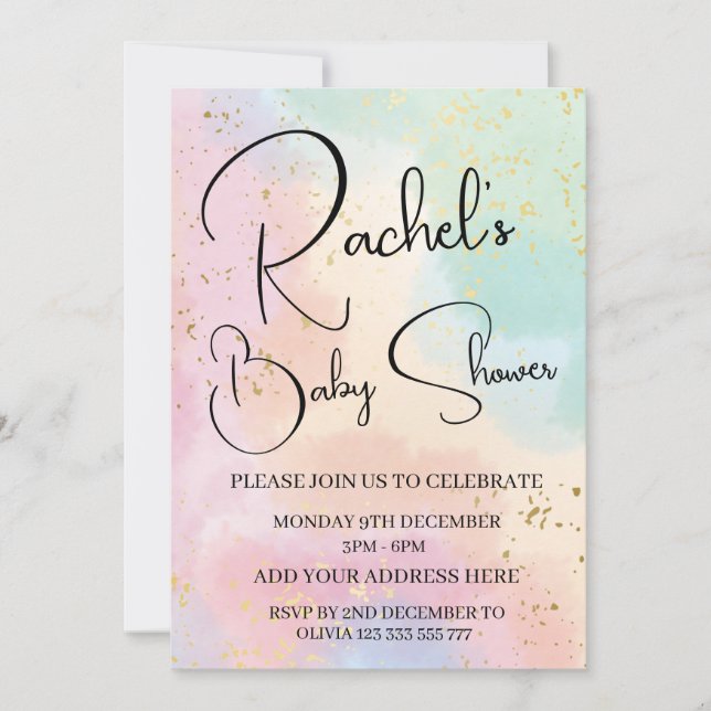 Invitación Personalizado de color arcoiris Baby Shower colori (Anverso)