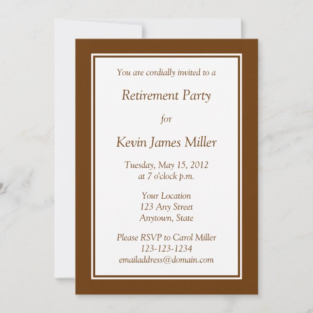 Invitación personalizado de color marrón medio con (Anverso)