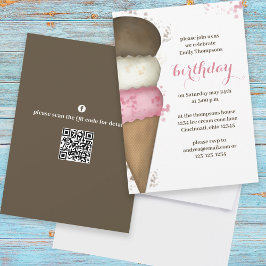 Invitación Personalizado de Cono de Hielo Cream de la Fiesta 