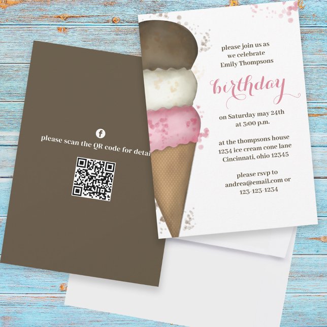 Invitación Personalizado de Cono de Hielo Cream de la Fiesta  (Subido por el creador)