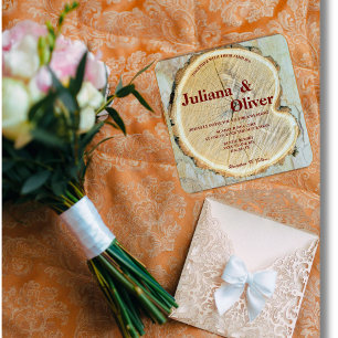Invitación personalizado de corte de madera boda rústico