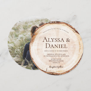 Invitación Personalizado de corte de madera Boda Rústico foto