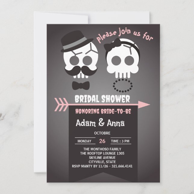 Invitación Personalizado de cráneo gótico de Halloween Ducha  (Anverso)