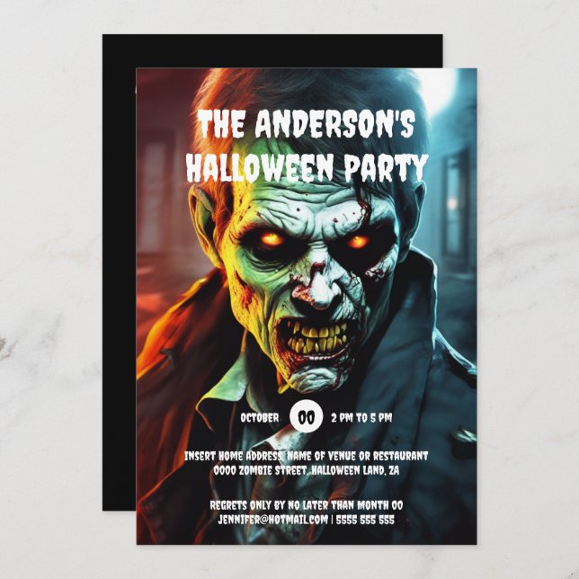 Invitación Personalizado de criatura zombie fiesta de horror  (Anverso / Reverso)