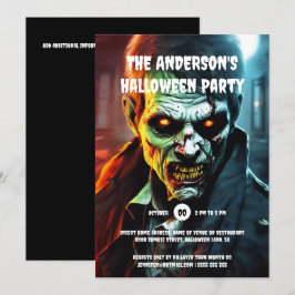 Invitación Personalizado de criatura zombie fiesta de horror 