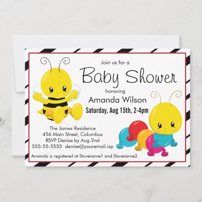Invitación Personalizado de cuentas inserta Baby Shower (Anverso)