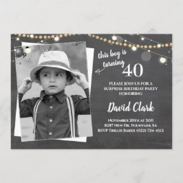 Invitación Personalizado de cumpleaños adulto Foto Chalkboard