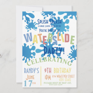 Invitación Personalizado de cumpleaños con tobogán acuático