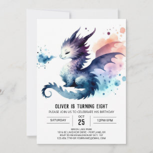 Invitación Personalizado de cumpleaños de Dragon en negrita