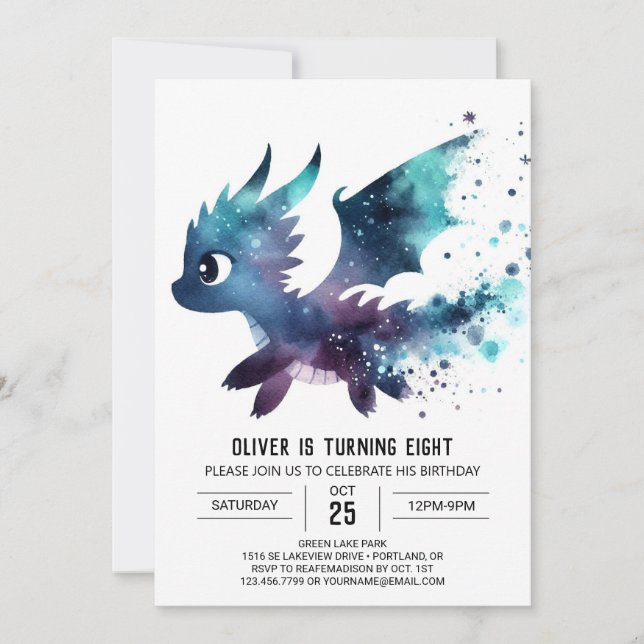 Invitación Personalizado de cumpleaños de Roaring Dragon (Anverso)
