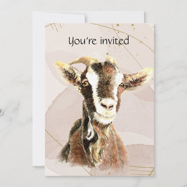 Invitación Personalizado de cumpleaños fiesta de cabra animal (Anverso)