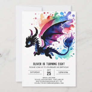Invitación Personalizado de cumpleaños místico de Dragon Cute