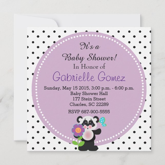 Invitación Personalizado de cumpleaños Panda Bear y Baby Show (Anverso)