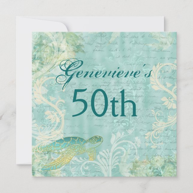 Invitación PERSONALIZADO de cumpleaños tropical de playa (Anverso)