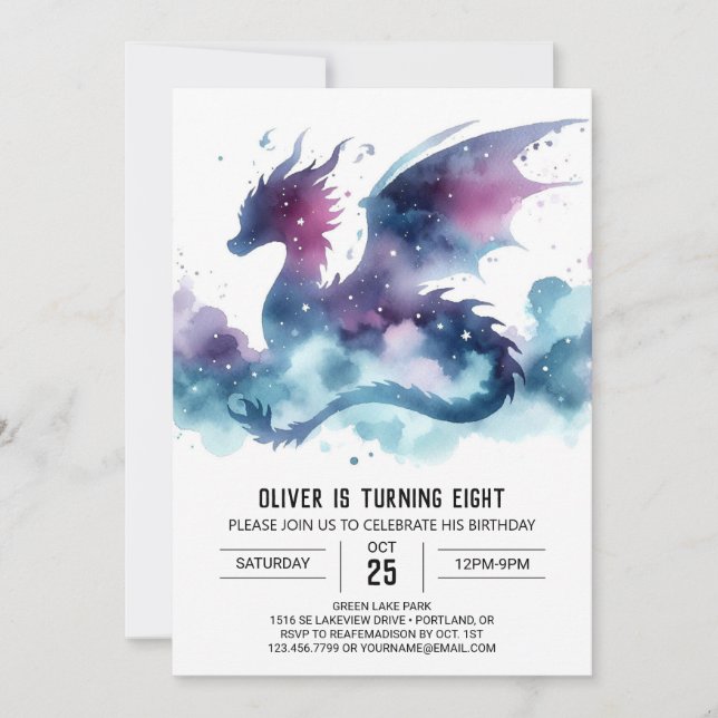 Invitación Personalizado de cumpleaños Warm Dragon (Anverso)