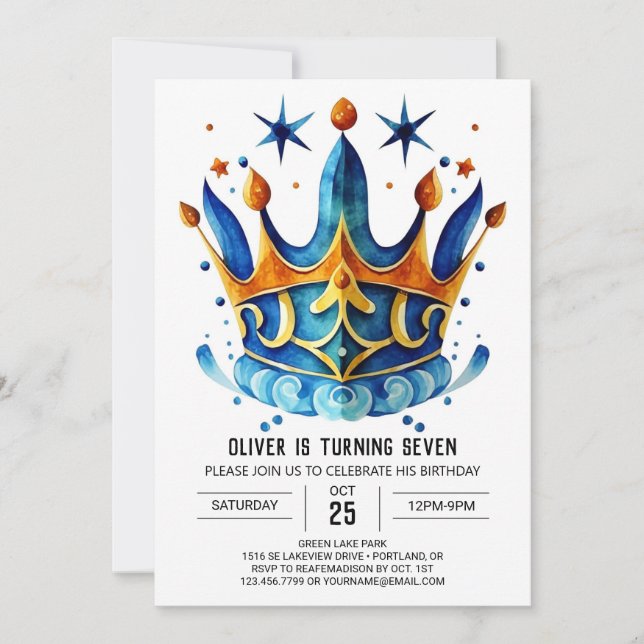 Invitación Personalizado de Diamantes Príncipe Heredero Cumpl (Anverso)