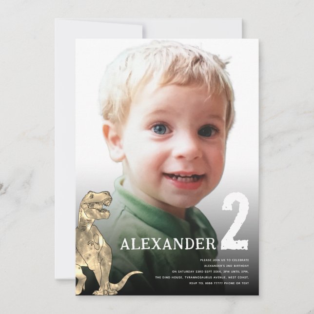 Invitación Personalizado de Dinosaurios Foto Fiesta de cumple (Anverso)