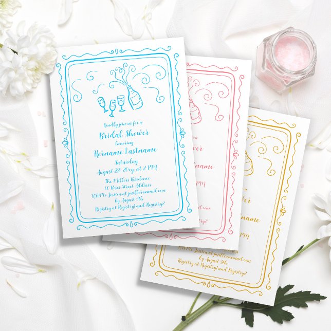 Invitación Personalizado de Doodle de mano caprichosa ducha d (Subido por el creador)