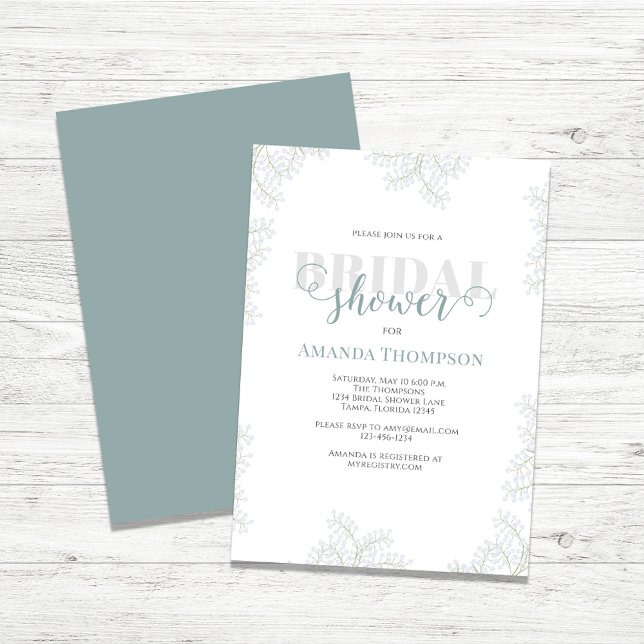 Invitación Personalizado de ducha de novia floral con escritu (Bridal shower simple floral Invitation.)