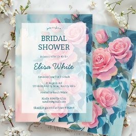 Invitación Personalizado de ducha de novia pintado con rosas 