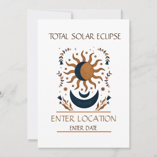 Invitación Personalizado de eclipse solar total (Anverso)