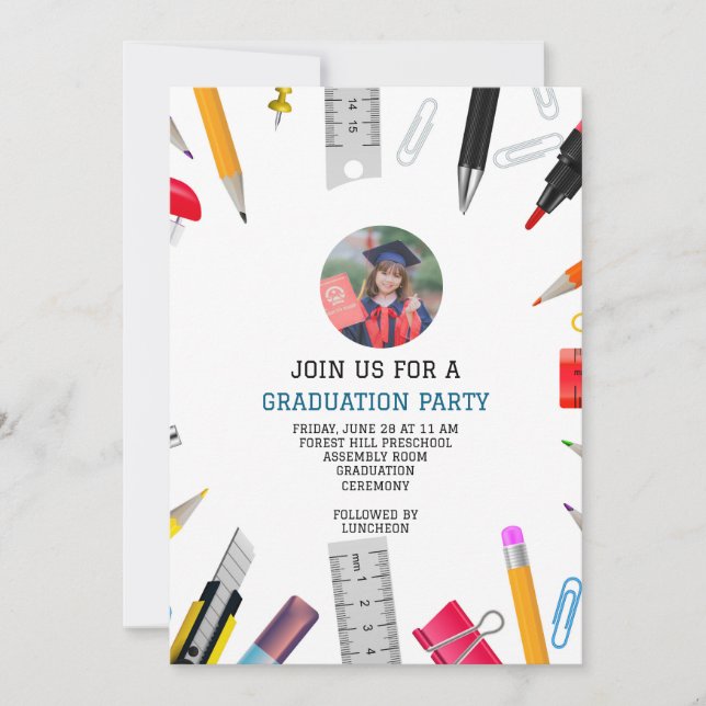 Invitación Personalizado de educación preescolar (Anverso)