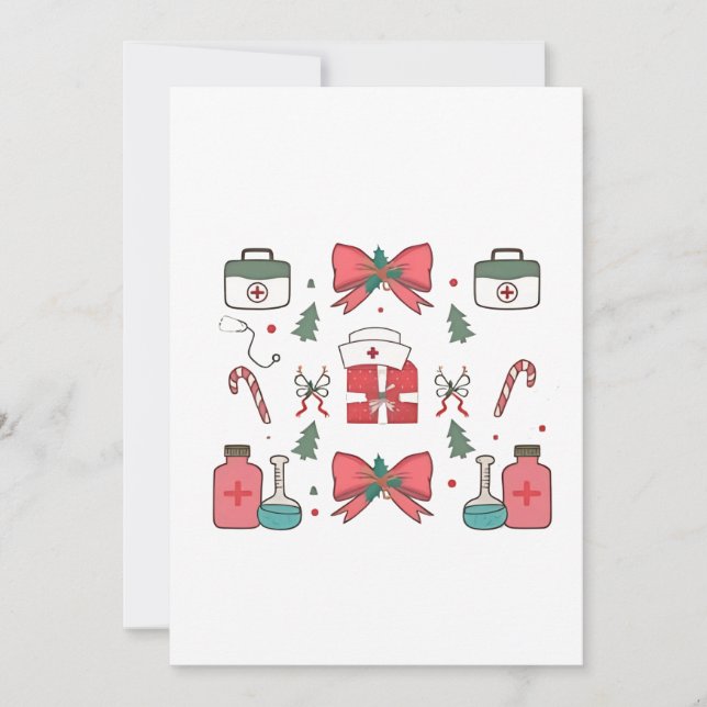Invitación Personalizado de enfermería y  de Navidad de Coque (Anverso)