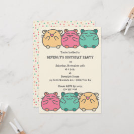 Invitación Personalizado de estilo kawaii lindo Hamsters pers