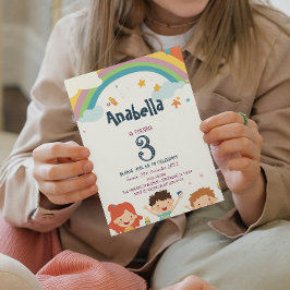 Invitación Personalizado de estrellas y arcoiris foto niños F