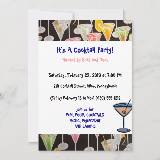 Invitación Personalizado de Fiesta de cóctel invita (Anverso)