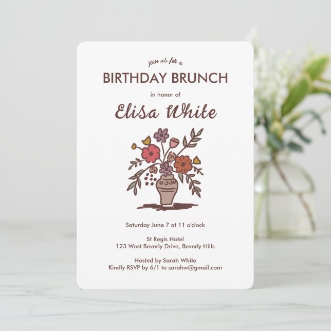 Invitación Personalizado de fiesta de cumpleaños de Floral Va (Anverso de pie)