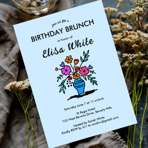 Invitación Personalizado de fiesta de cumpleaños de Floral Va