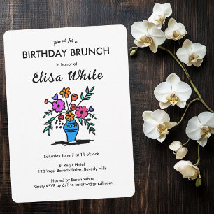 Invitación Personalizado de fiesta de cumpleaños de Floral Va