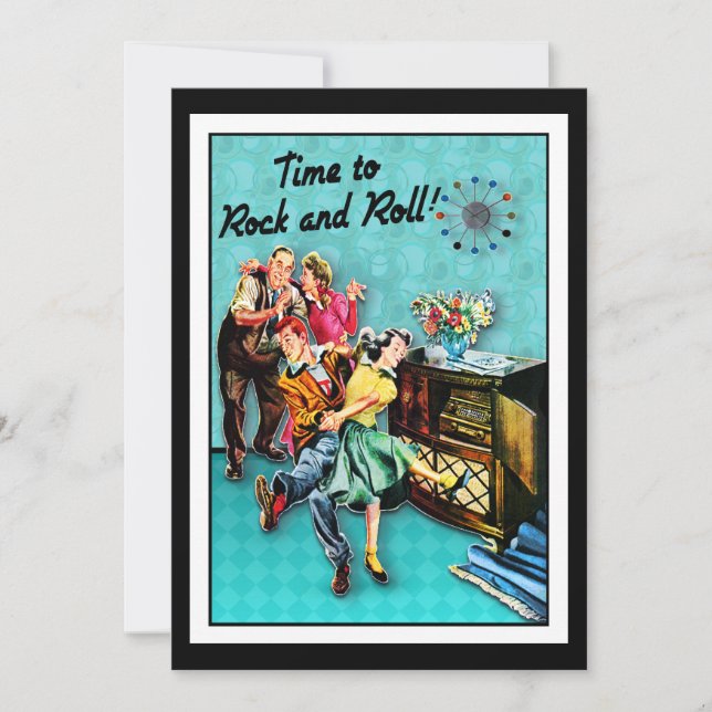 Invitación Personalizado de Fiesta de Jukebox de Rock and Rol (Anverso)