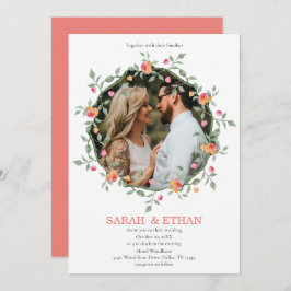 Invitación Personalizado De Flor Rosa Peach Floral Boda Fotog