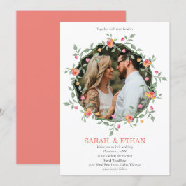 Invitación Personalizado De Flor Rosa Peach Floral Boda Fotog