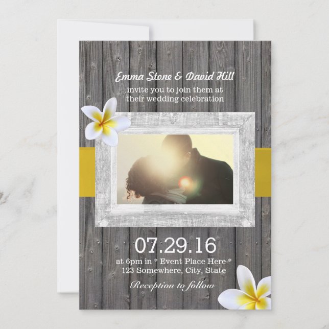 Invitación Personalizado de flores de Frangipani - Boda fotog (Anverso)