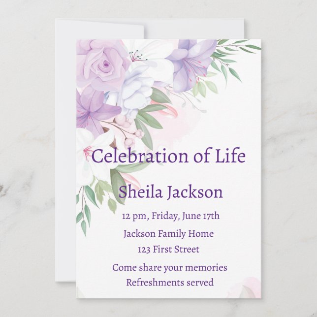 Invitación Personalizado de fotografía conmemorativa Flores d (Anverso)