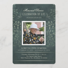 Invitación Personalizado de fotografía floral Verde azulada d