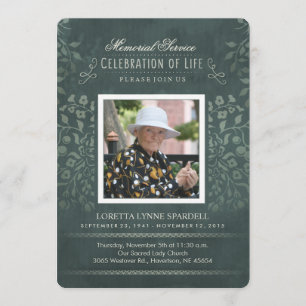 Invitación Personalizado de fotografía floral Verde azulada d